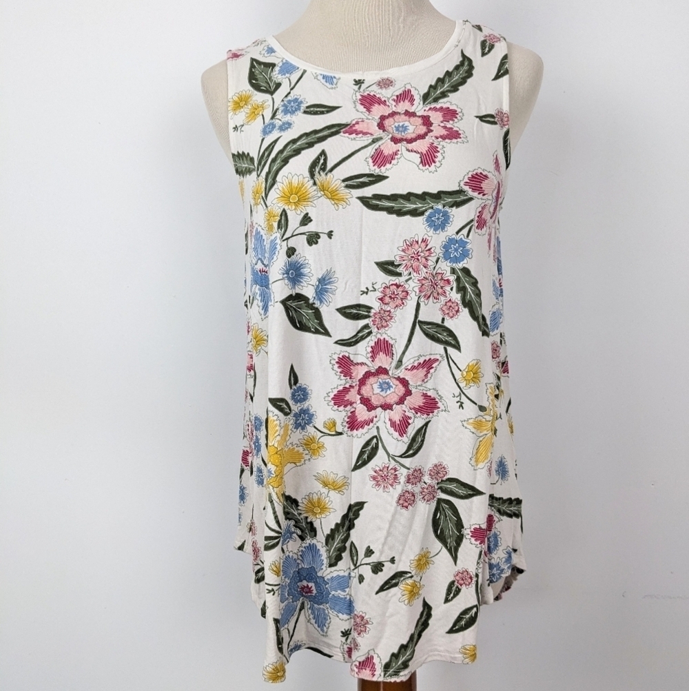 Old Navy Luxe Tank Top Size Medium Cream Floral